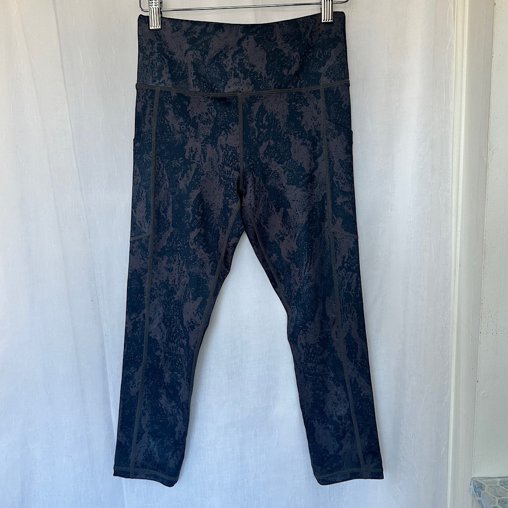 3/$20💥 Zyia Active Black & Gray Tie Dye Print Leggings‎ w/ Pocket | Sz 4